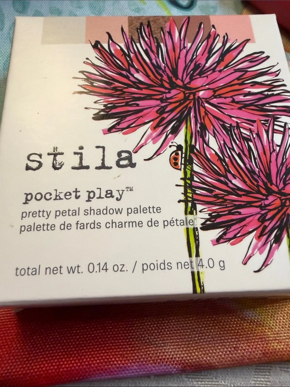Stila Orange Quilted Cosmetic Clutch with Pink Makeup Accents